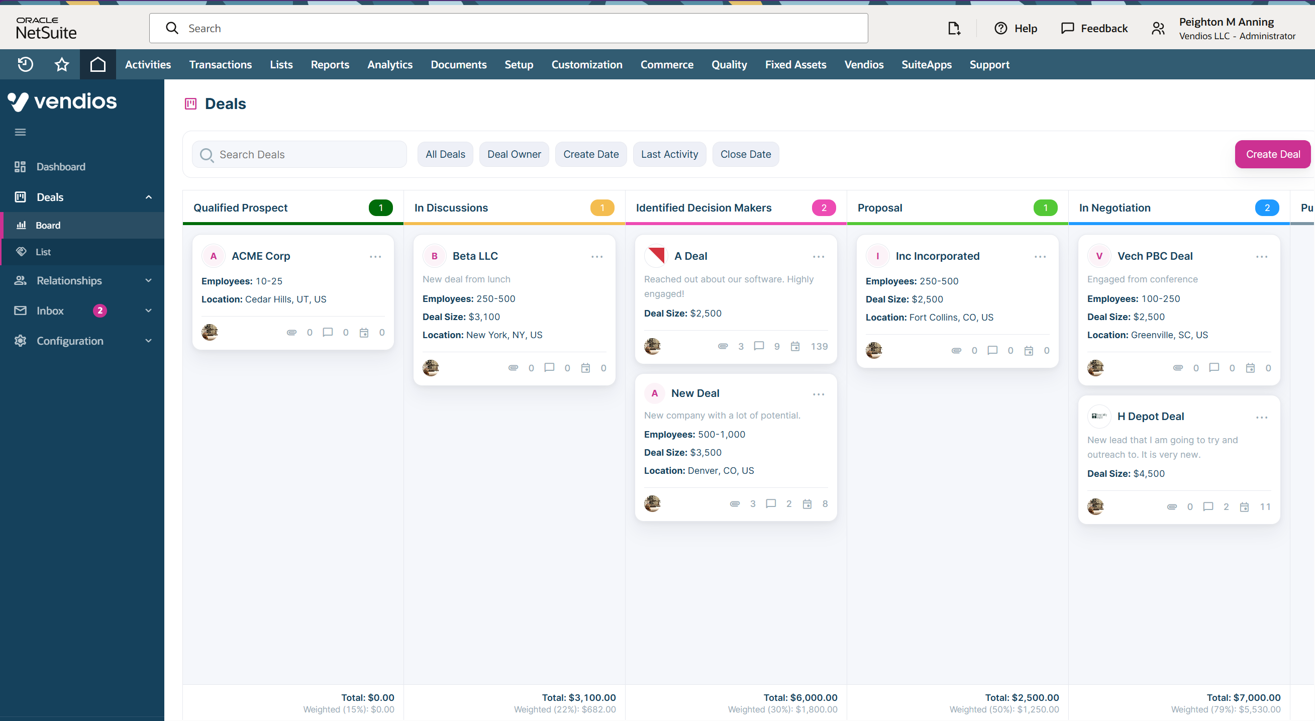 Vendios Kanban Board